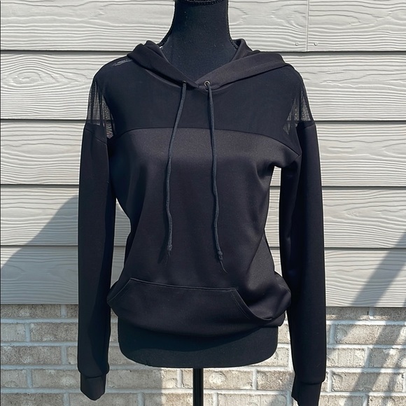 Black Sheer Top Hoodie - Picture 1 of 3